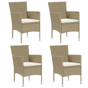 vidaXL Garden Dining Chairs 4 pcs Poly Rattan Beige