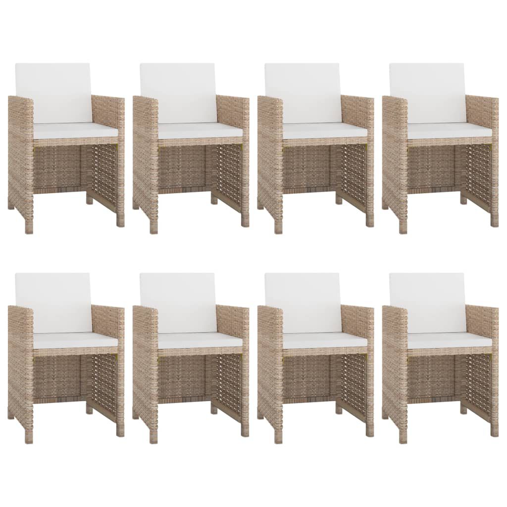 vidaXL 9 Piece Outdoor Dining Set with Cushions Poly Rattan Beige