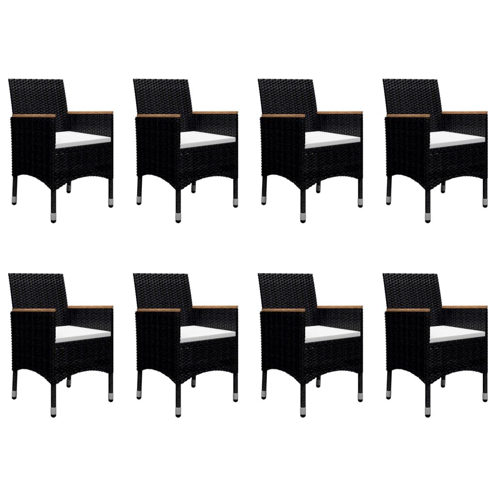 vidaXL 9 Piece Garden Dining Set Black