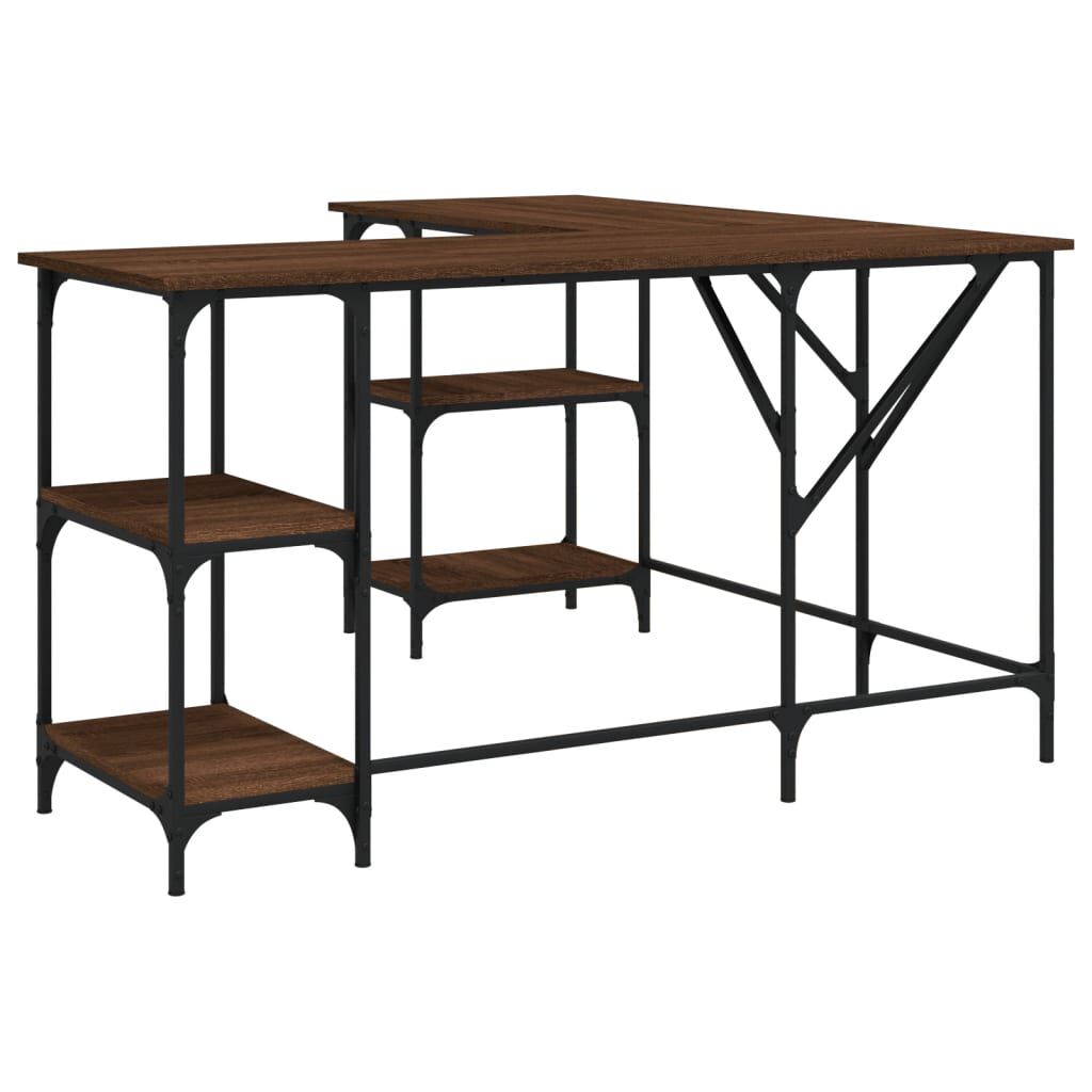 vidaXL Desk Brown Oak 139x139x75 cm Engineered Wood
