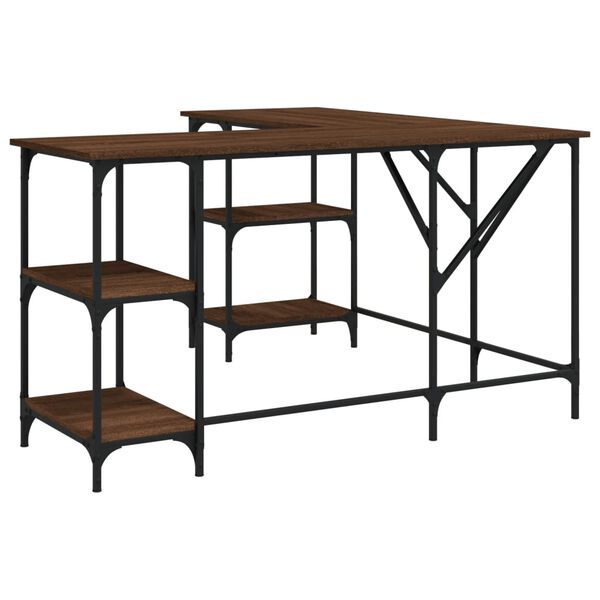 vidaXL Desk Brown Oak 139x139x75 cm Engineered Wood