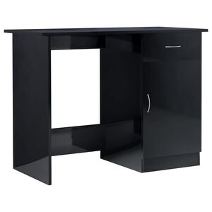 vidaXL Desk High Gloss Black 100x50x76 cm Engineered Wood