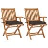 vidaXL Garden Chairs 2 pcs with Taupe Cushions Solid Teak Wood
