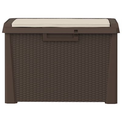 vidaXL Garden Storage Box with Seat Cushion Brown 125 L PP