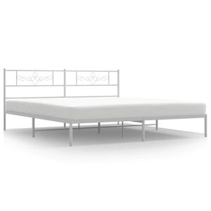 vidaXL Metal Bed Frame without Mattress with Headboard White 183x213cm