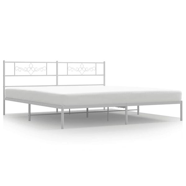 vidaXL Metal Bed Frame without Mattress with Headboard White 183x213cm