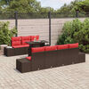 vidaXL Sofa Set with Cushion Manual 8 pcs Brown and Red Poly Rattan