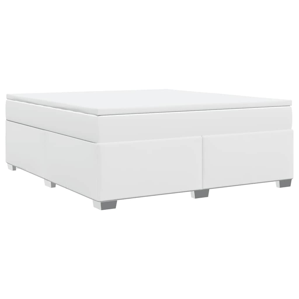vidaXL Box Spring Bed with Mattress White King Faux Leather