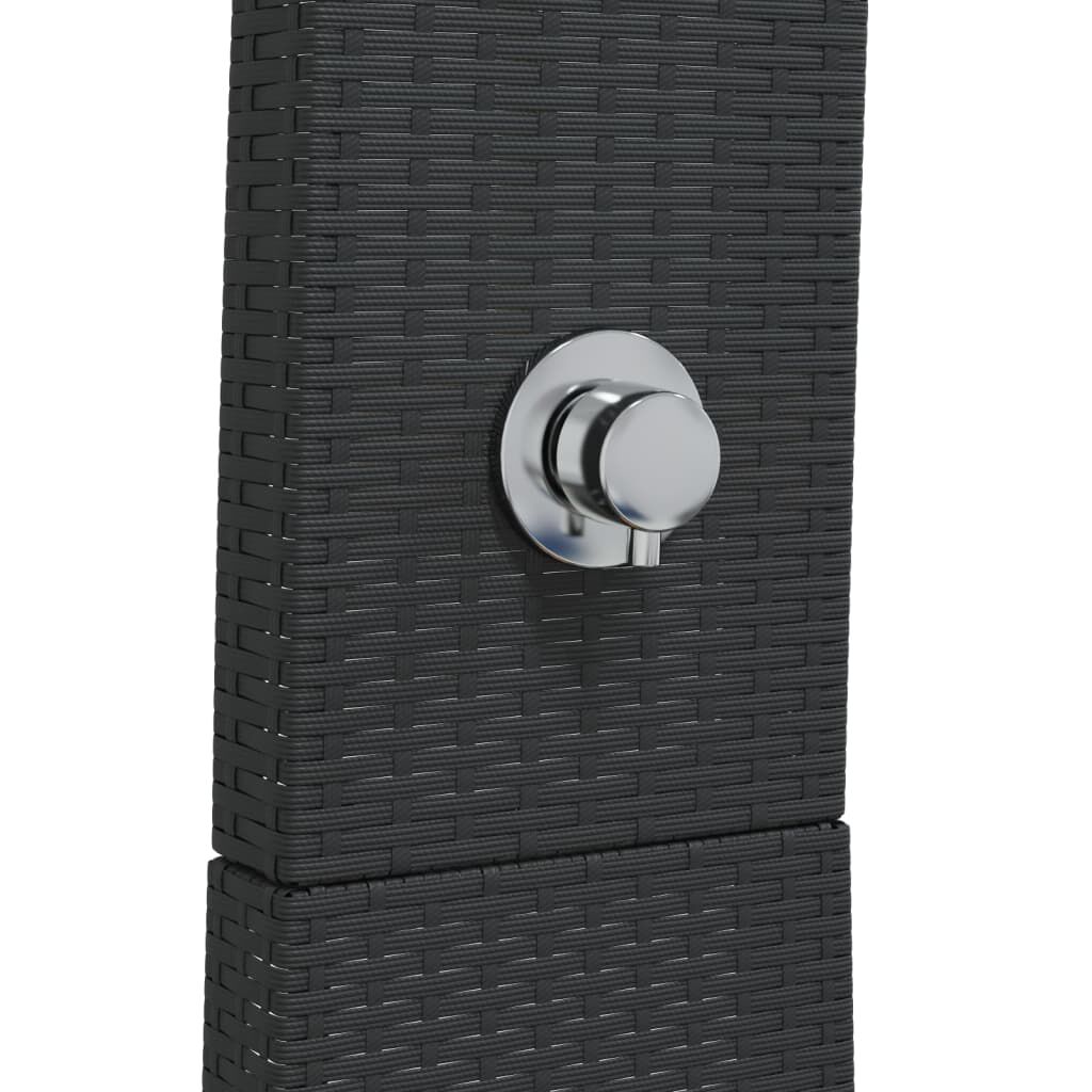 vidaXL Outdoor Shower Black 55x60x224 cm Poly Rattan and Acacia Wood