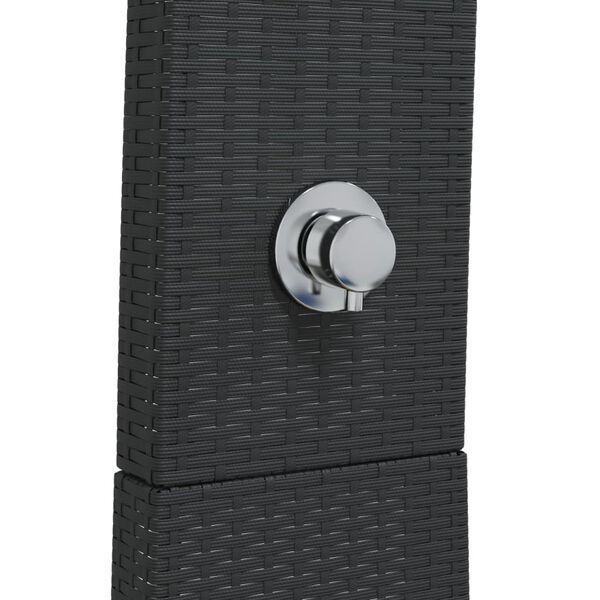 vidaXL Outdoor Shower Black 55x60x224 cm Poly Rattan and Acacia Wood