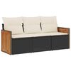 vidaXL 3 Piece Garden Sofa Set with Cushions Black Poly Rattan
