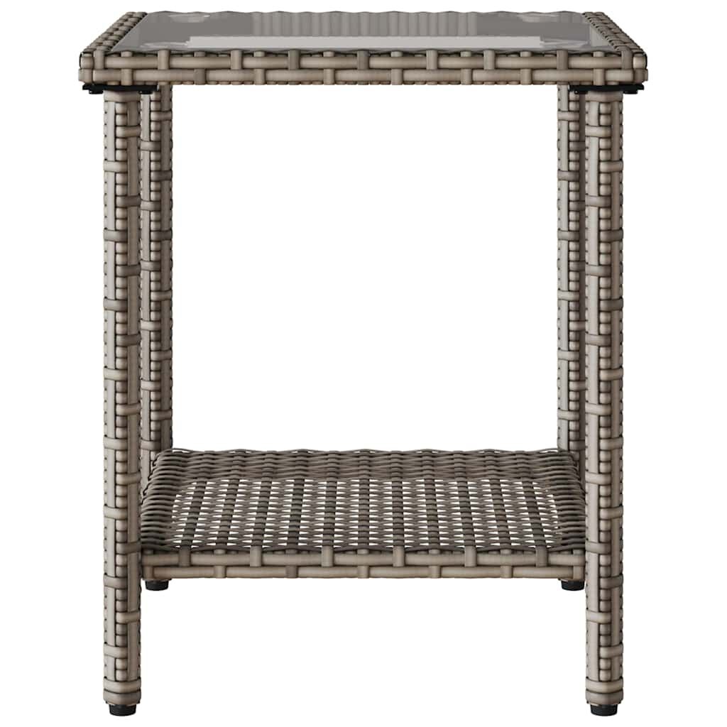 vidaXL Garden Sofa with Table&Cushions L-shaped Grey Poly Rattan