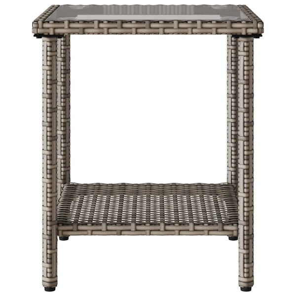 vidaXL Garden Sofa with Table&Cushions L-shaped Grey Poly Rattan