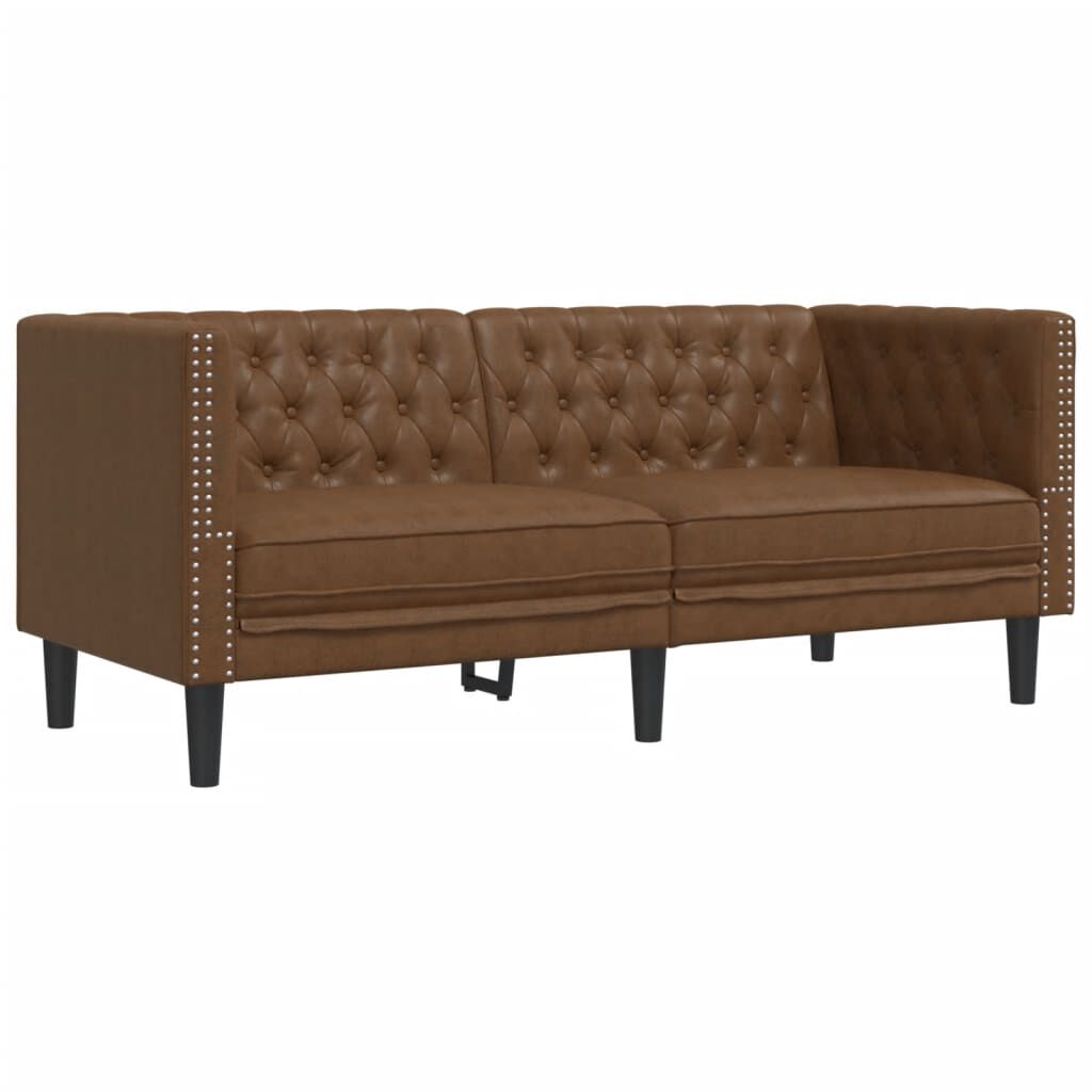 vidaXL 2 Piece Chesterfield Sofa Set Brown Faux Suede Leather