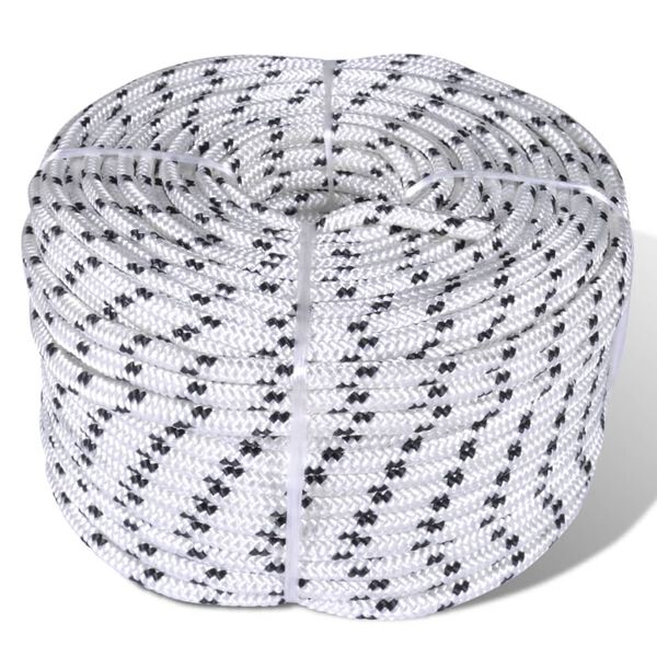 vidaXL Braided Rope Coil Boat Line Polyester 10 mm x 50 m