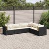 vidaXL 6 Piece Garden Lounge Set with Cushions Black Poly Rattan