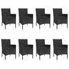 vidaXL 9 Piece Garden Dining Set with Cushions Black Poly Rattan
