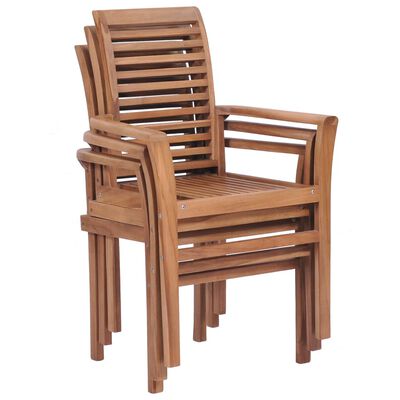 vidaXL Stacking Dining Chairs 4 pcs Solid Teak