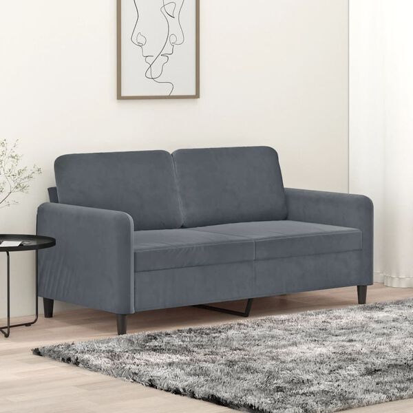 vidaXL 2-Seater Sofa Dark Grey 140 cm Velvet