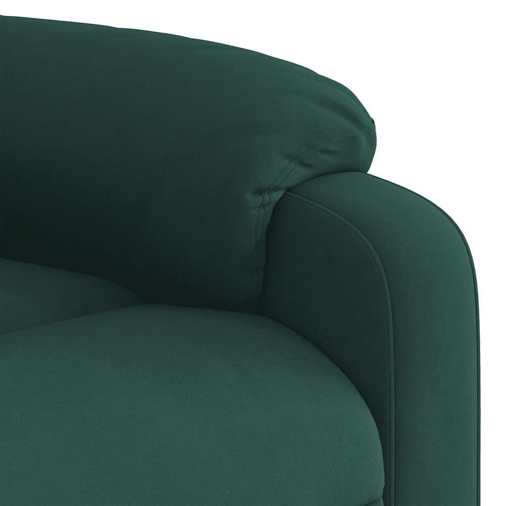 vidaXL Stand up Massage Recliner Chair Dark Green Velvet