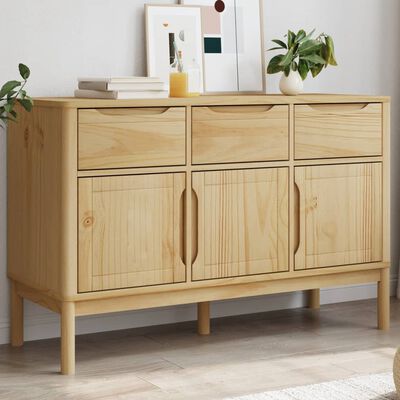 vidaXL Sideboard FLORO Wax Brown 114x43x74 cm Solid Wood Pine