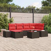 vidaXL Garden Sofa Set with Cushion 7 pcs Brown Poly Rattan