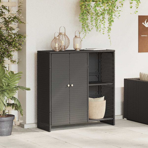 vidaXL Storage Cabinet Black 100x36x102 cm Rattan