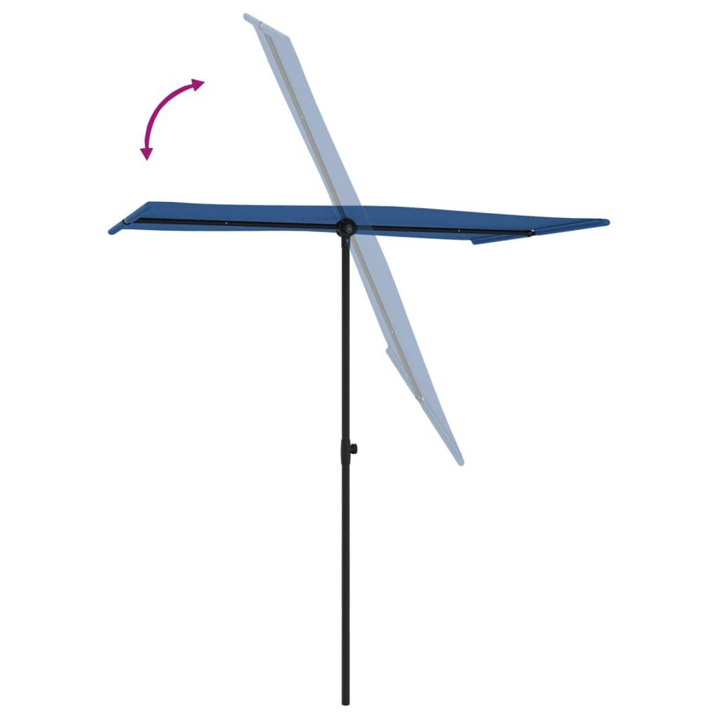 vidaXL Garden Parasol with Aluminium Pole 180x110 cm Azure Blue