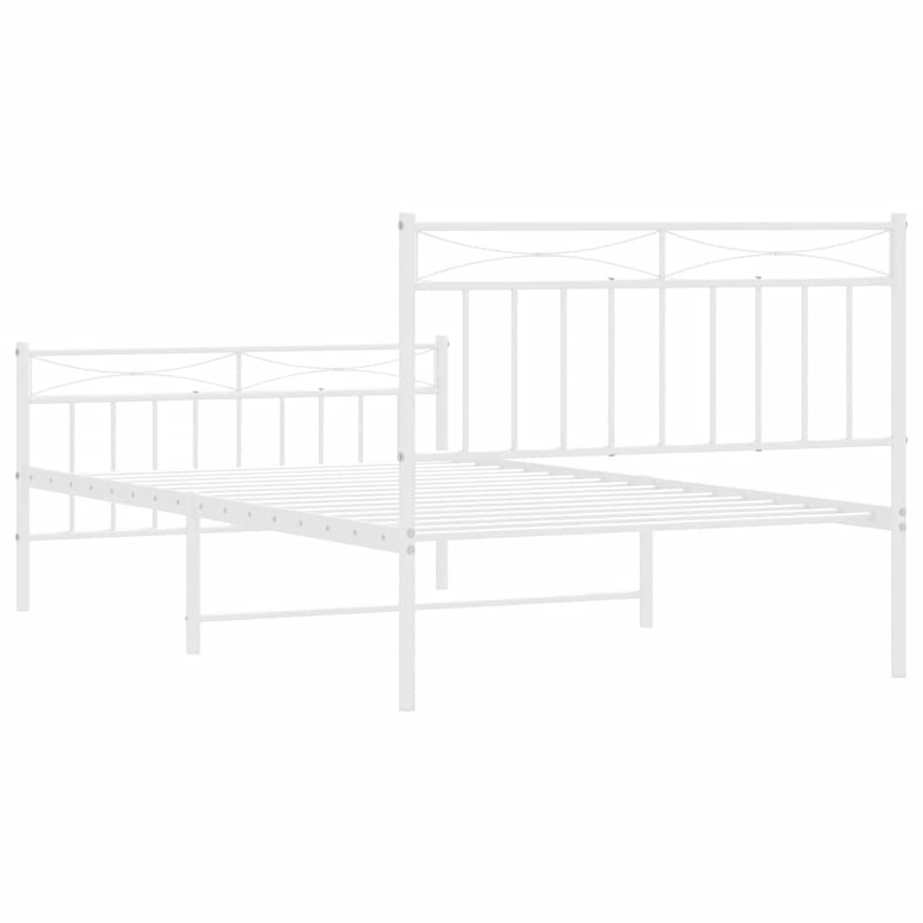 vidaXL Metal Bed Frame without Mattress with Footboard White 100x200cm