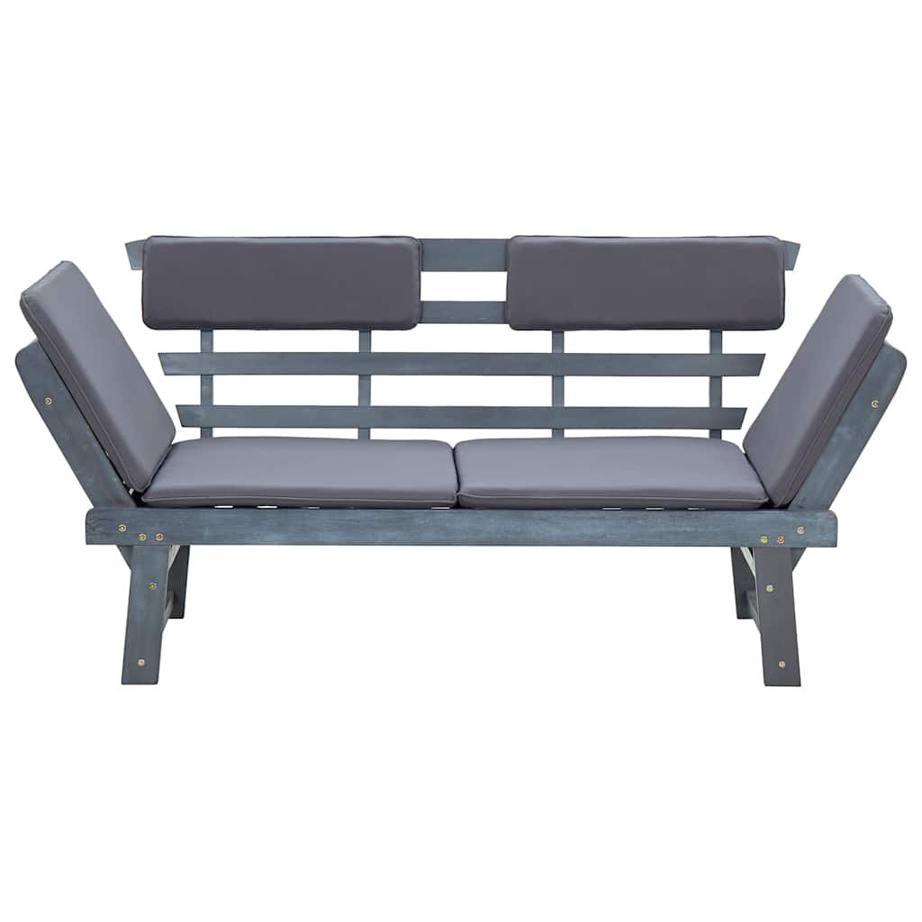 vidaXL Garden Bench with Cushions 2-in-1 190 cm Grey Solid Acacia Wood