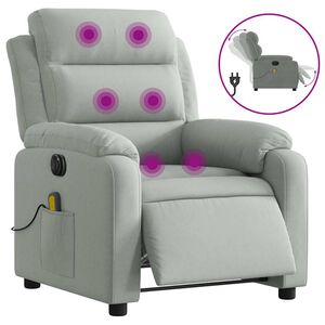 vidaXL Electric Massage Recliner Chair Light Grey Velvet