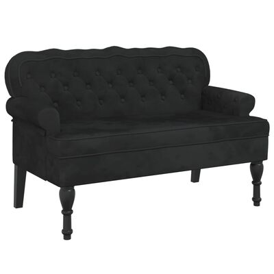 vidaXL Bench with Backrest Black 119.5x64.5x75 cm Velvet