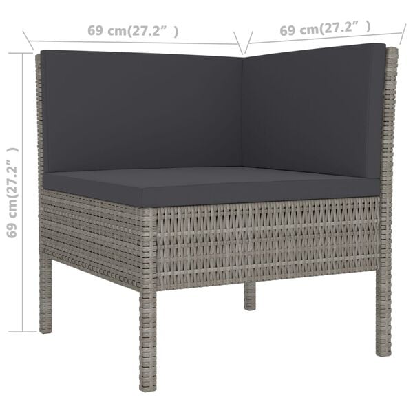 vidaXL 2 Piece Garden Lounge Set with Cushions Poly Rattan Grey