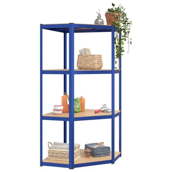 vidaXL 4-Layer Shelves 4 pcs Blue Steel&Engineered Wood