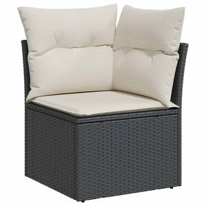 vidaXL Garden Sofa Corner with Cushions Black Poly Rattan