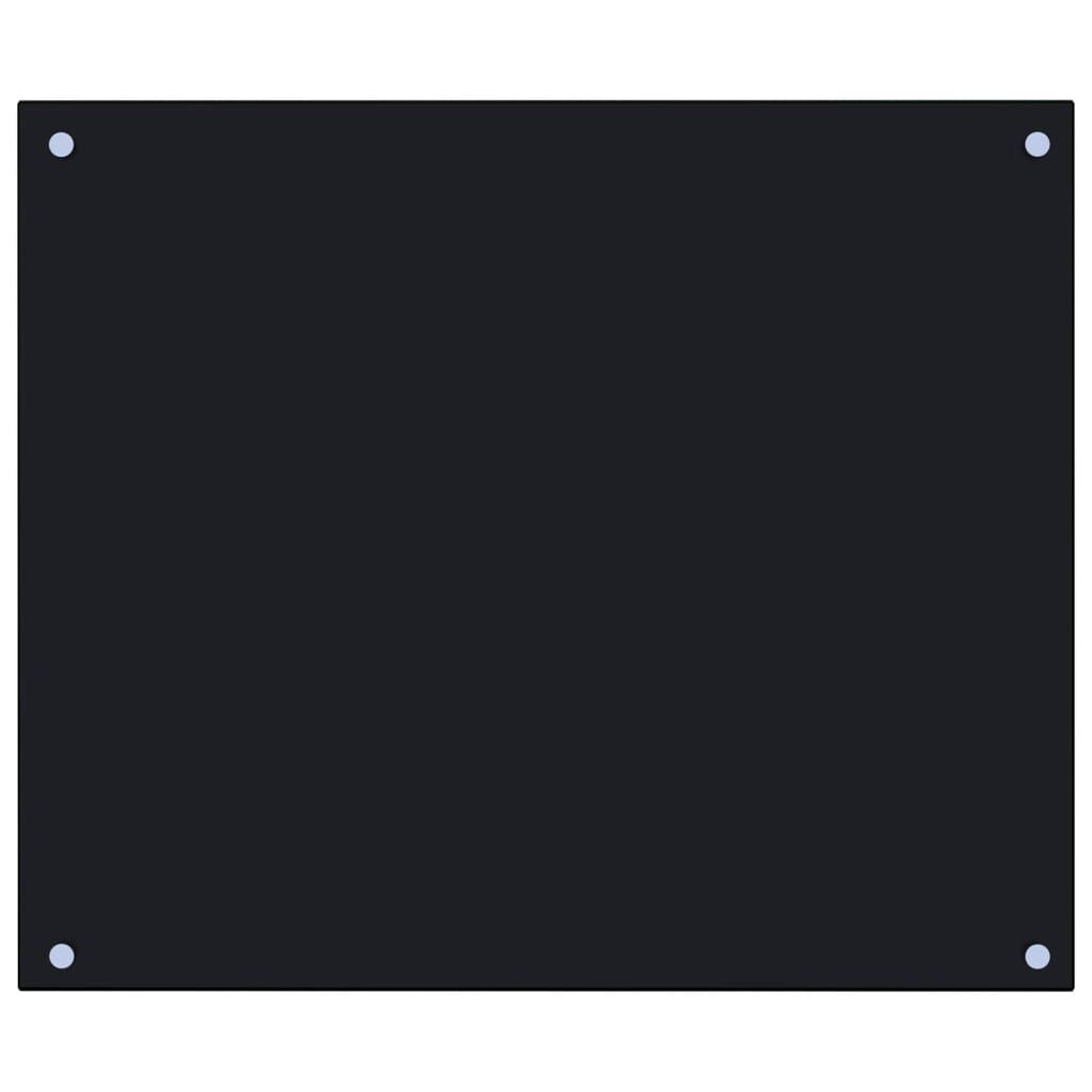 vidaXL Kitchen Backsplash Black 70 x 60 cm Tempered Glass