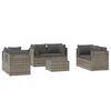 vidaXL 7 Piece Garden Lounge Set with Cushions Grey Poly Rattan