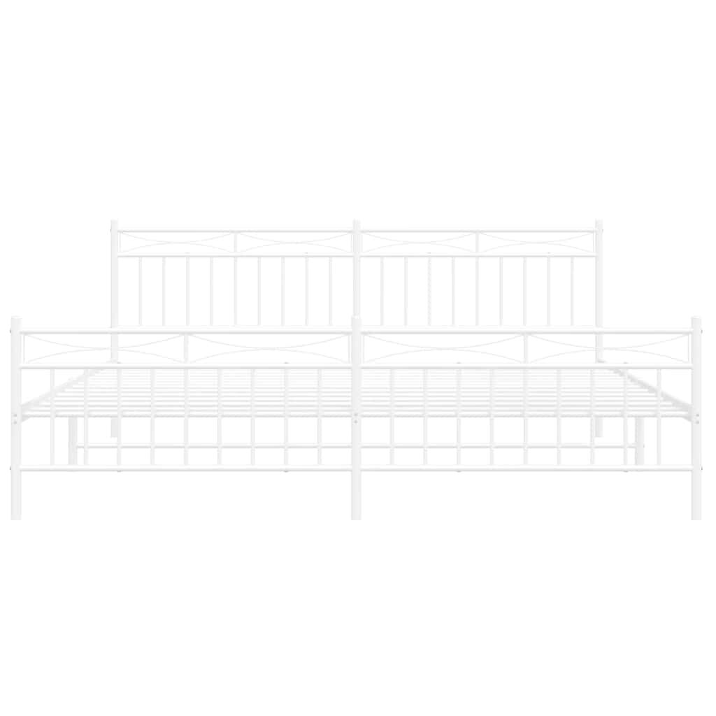 vidaXL Metal Bed Frame without Mattress with Footboard White 193x203cm