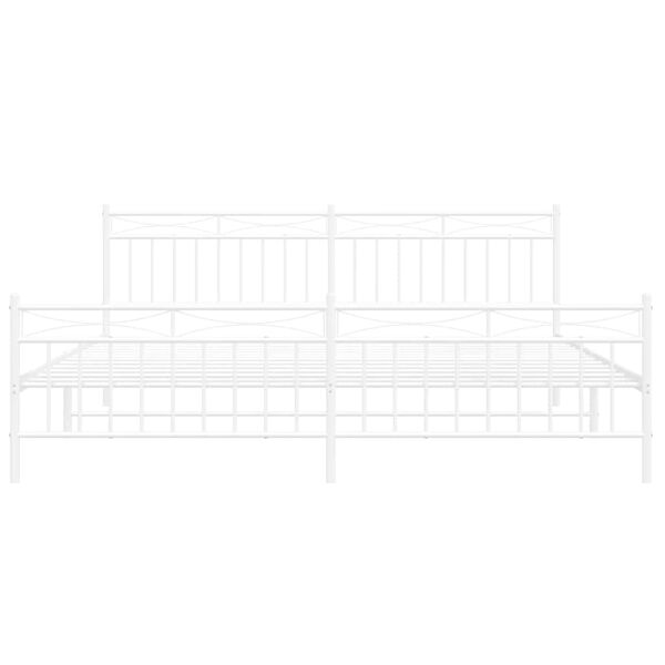 vidaXL Metal Bed Frame without Mattress with Footboard White 193x203cm