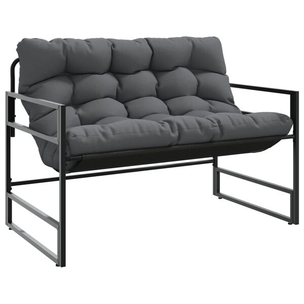 vidaXL Garden Bench with Cushion Anthracite 113 cm Steel