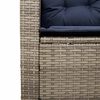 vidaXL Garden Sofa with Table&Cushions L-shaped Grey Poly Rattan