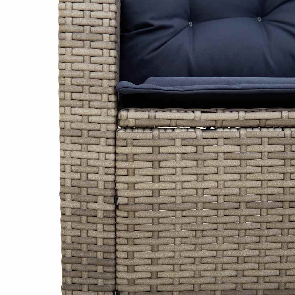 vidaXL Garden Sofa with Table&Cushions L-shaped Grey Poly Rattan