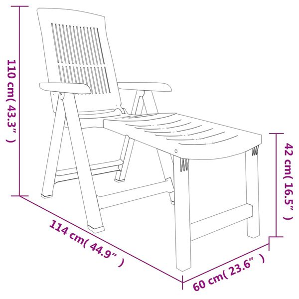 vidaXL Sun Lounger White Plastic