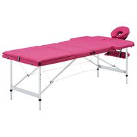 vidaXL Foldable Massage Table 3 Zones Aluminium Pink