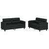 vidaXL 2 Piece Sofa Set with Cushions Black Faux Leather