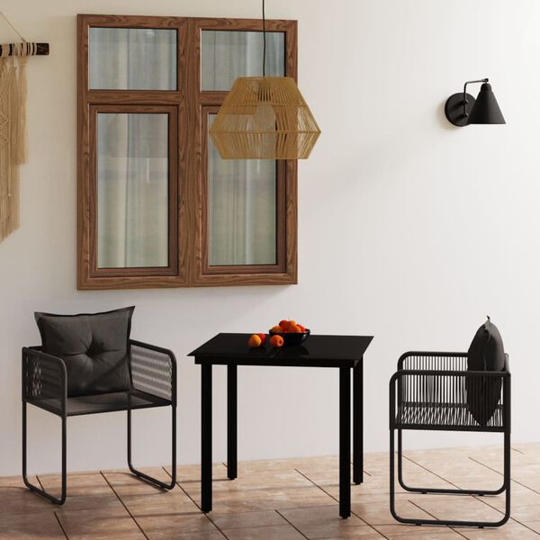 vidaXL 3 Piece Garden Dining Set Black
