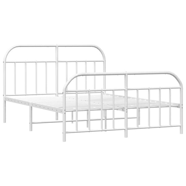 vidaXL Metal Bed Frame without Mattress with Footboard White 183x213cm