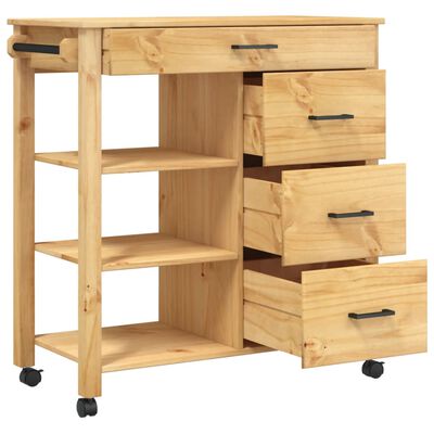 vidaXL Kitchen Trolley MONZA 84x40x90 cm Solid Wood Pine