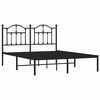 vidaXL Metal Bed Frame without Mattress with Headboard Black 150x200cm