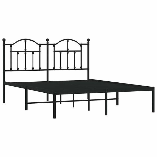 vidaXL Metal Bed Frame without Mattress with Headboard Black 150x200cm